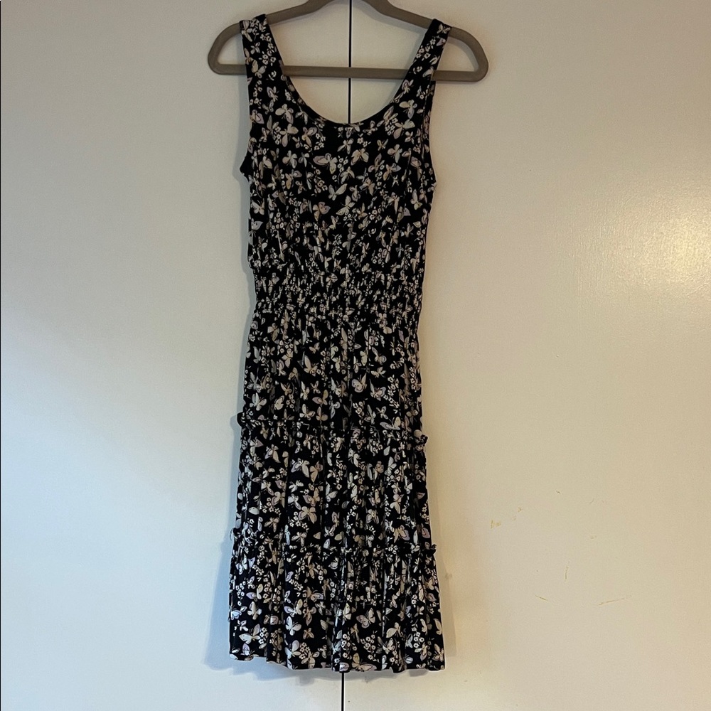 Girls Nordstrom Sleeveless Black Floral Midi Dress